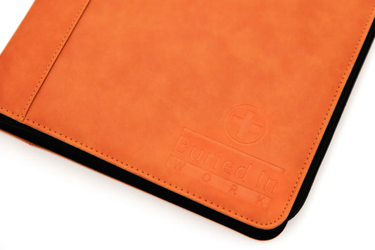 Premium Faux Leather 3-Ring Binder (Orange)