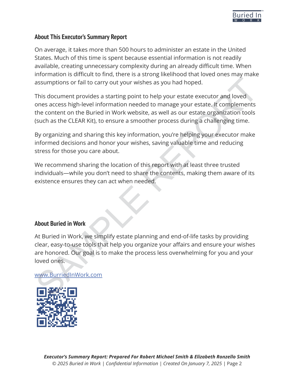 Executor's Summary Report