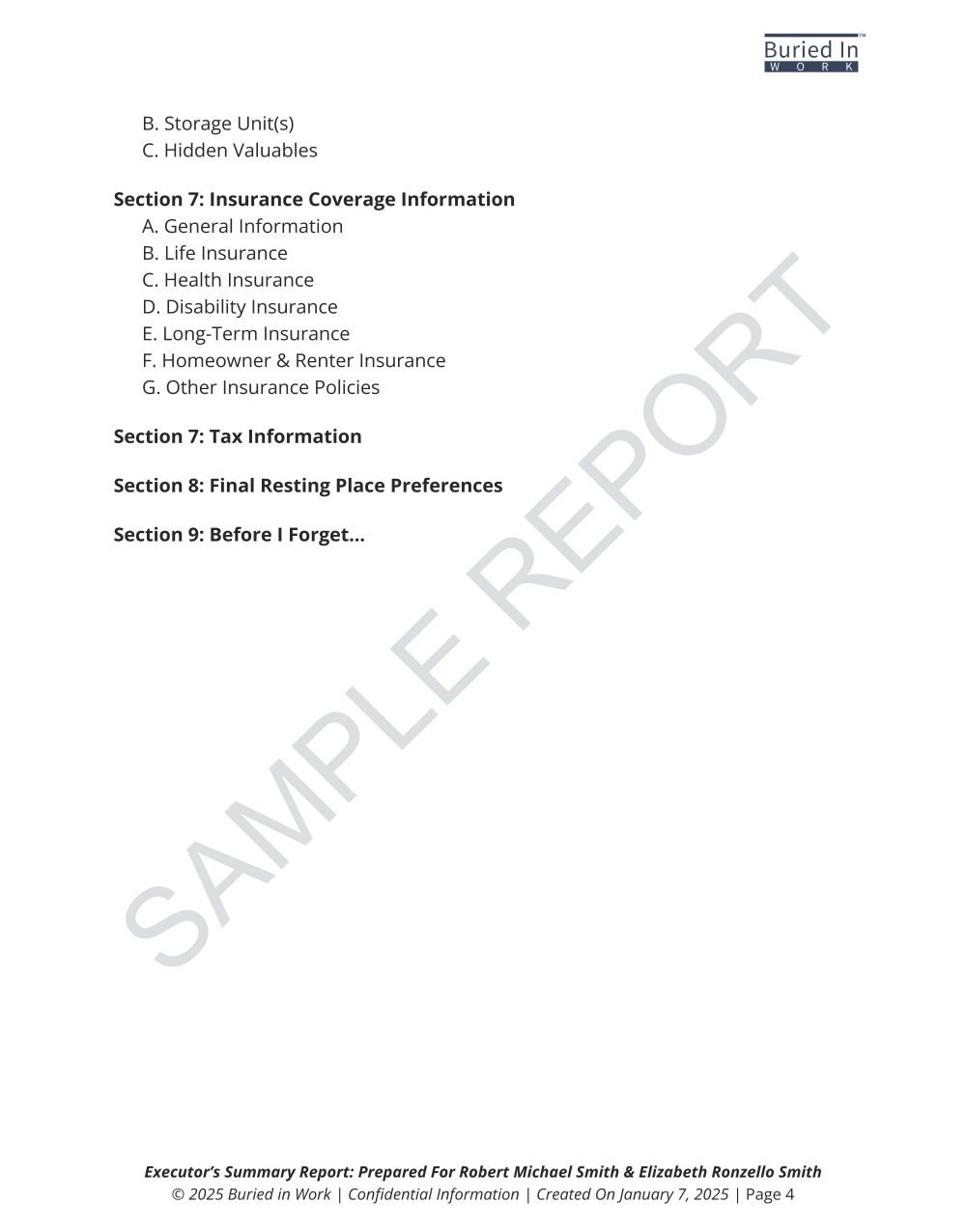 Executor's Summary Report