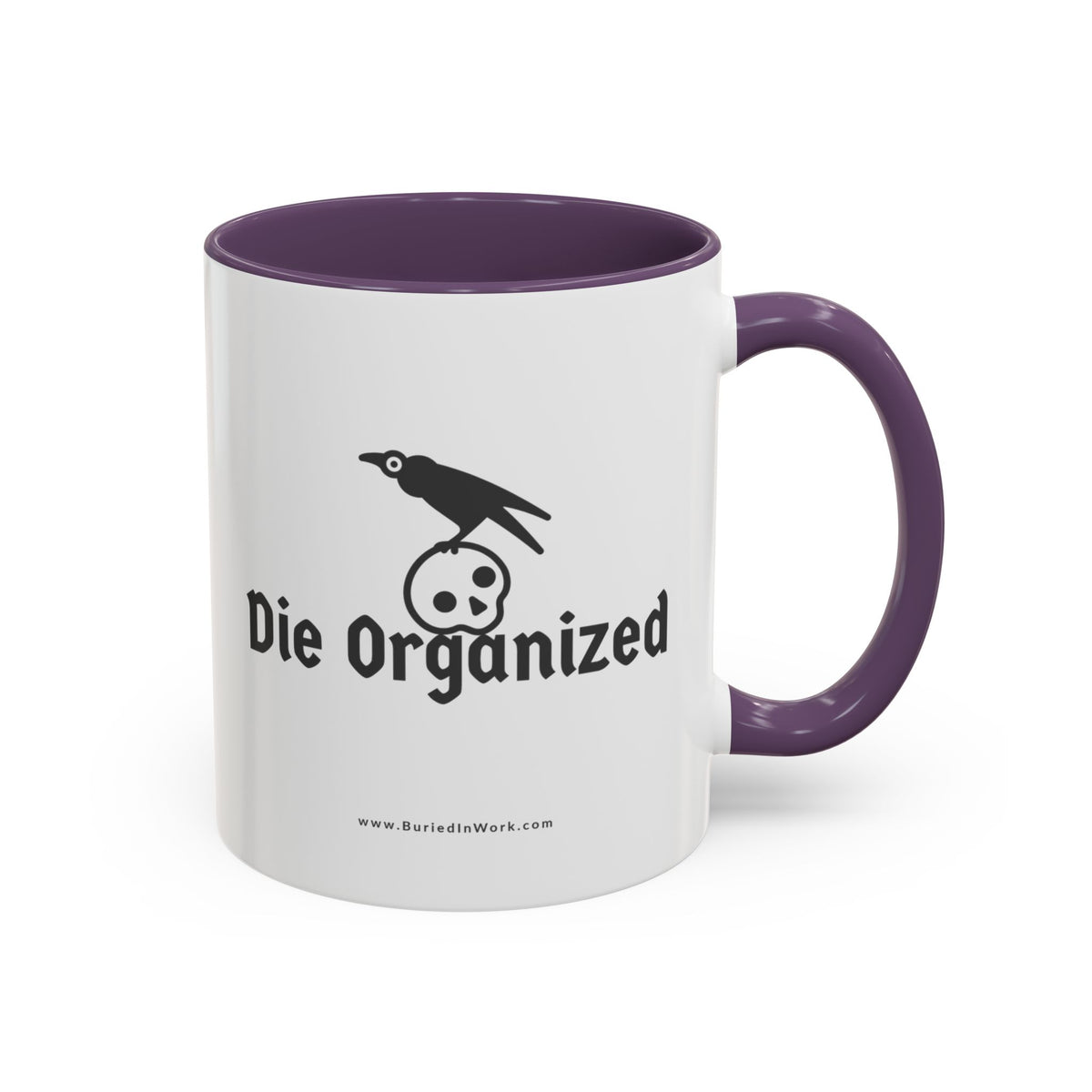 Die Organized Mug – Purple handle and inside, 11 oz