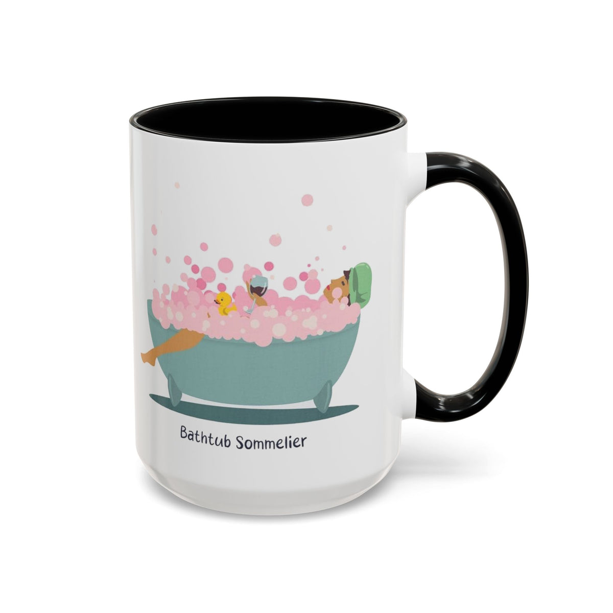 Bathtub Sommelier Mug – Black handle and inside, 15 oz