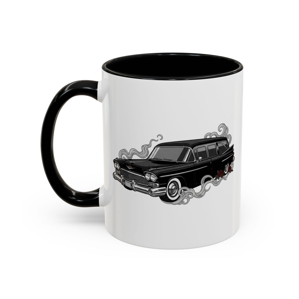 Hearse Mug – Black handle and inside, 11 oz, other side