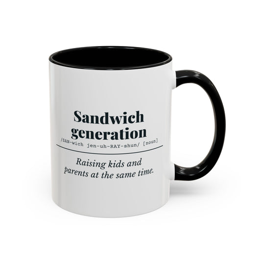 Sandwich Generation Definition Mug – Black handle and inside, 11 oz
