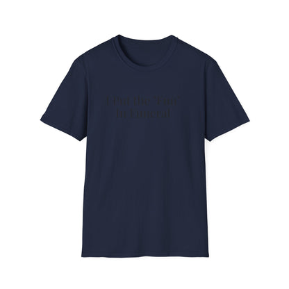 Navy t-shirt shown flat from the front with a subtle tonal print across the chest