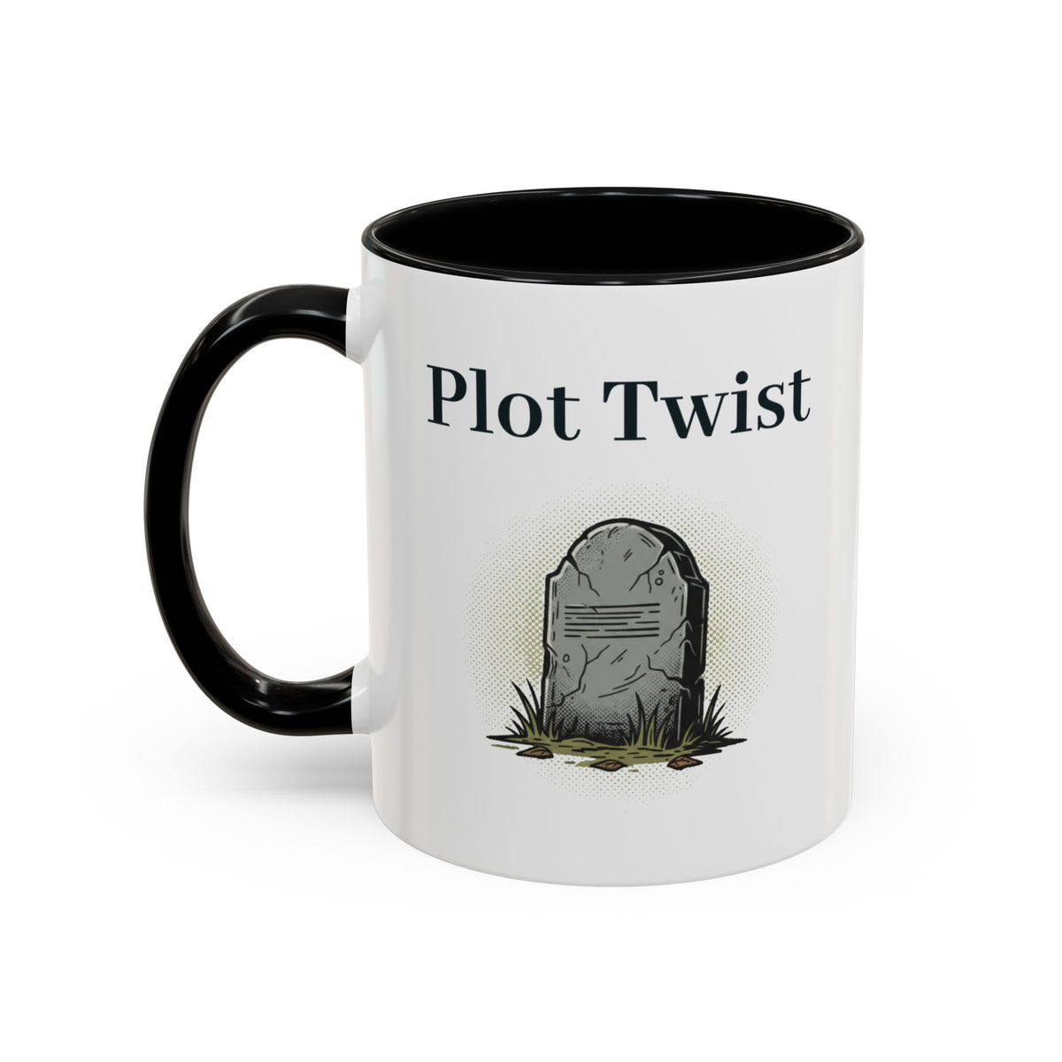 Plot Twist Mug – Black handle and inside, 11 oz, other side