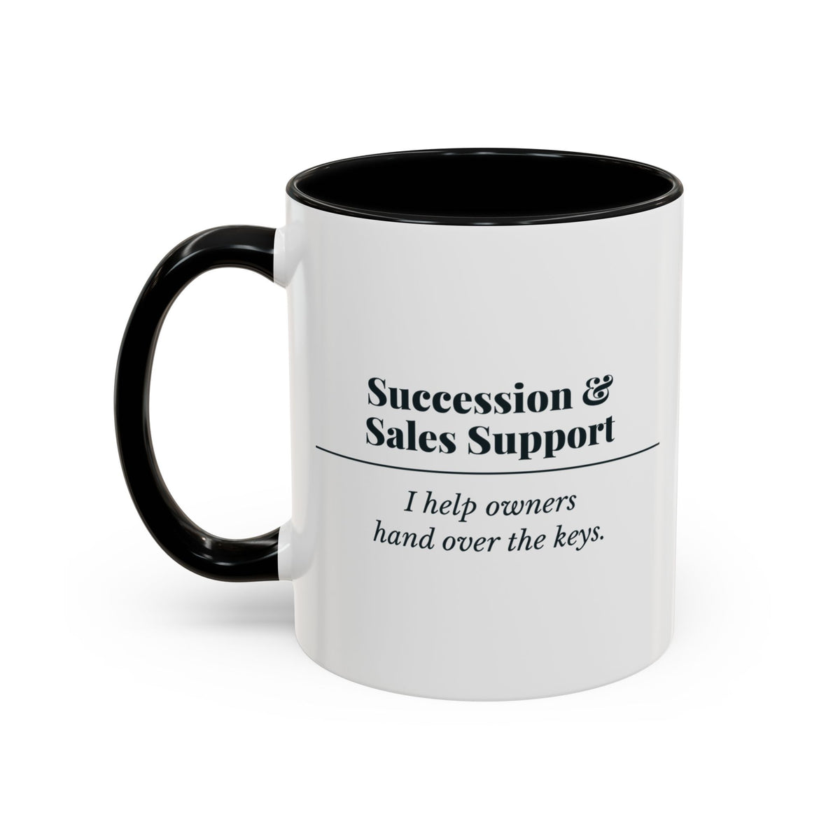 Succession & Sales Support Definition Mug – Black handle and inside, 11 oz, other side