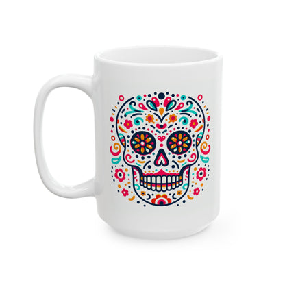 Day of the Dead Flower Pattern Coffee Mug