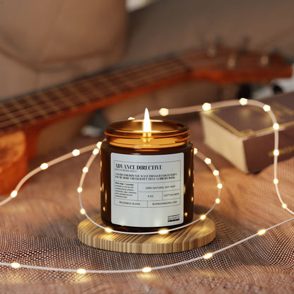 "Advance Directives" Definition White Sage + Lavender Soy Candle – Handmade in an Amber Jar