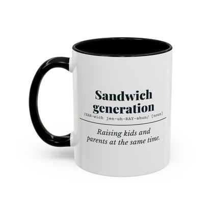 Sandwich Generation Definition Mug – Black handle and inside, 11 oz, other side