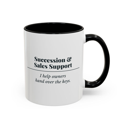Succession & Sales Support Definition Mug – Black handle and inside, 11 oz