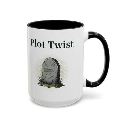 Plot Twist Mug – Black handle and inside, 15 oz
