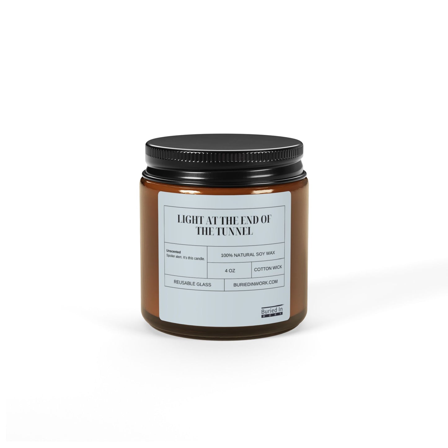 "Light At The End of The Tunnel" Unscented Soy Candle – Handmade in an Amber Jar