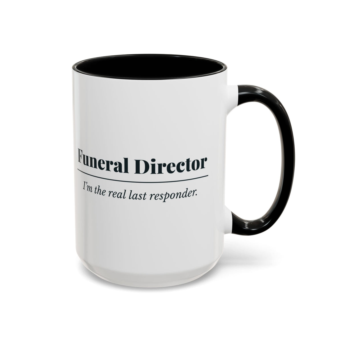 Funeral Director Definition Mug – Black handle and inside, 15 oz