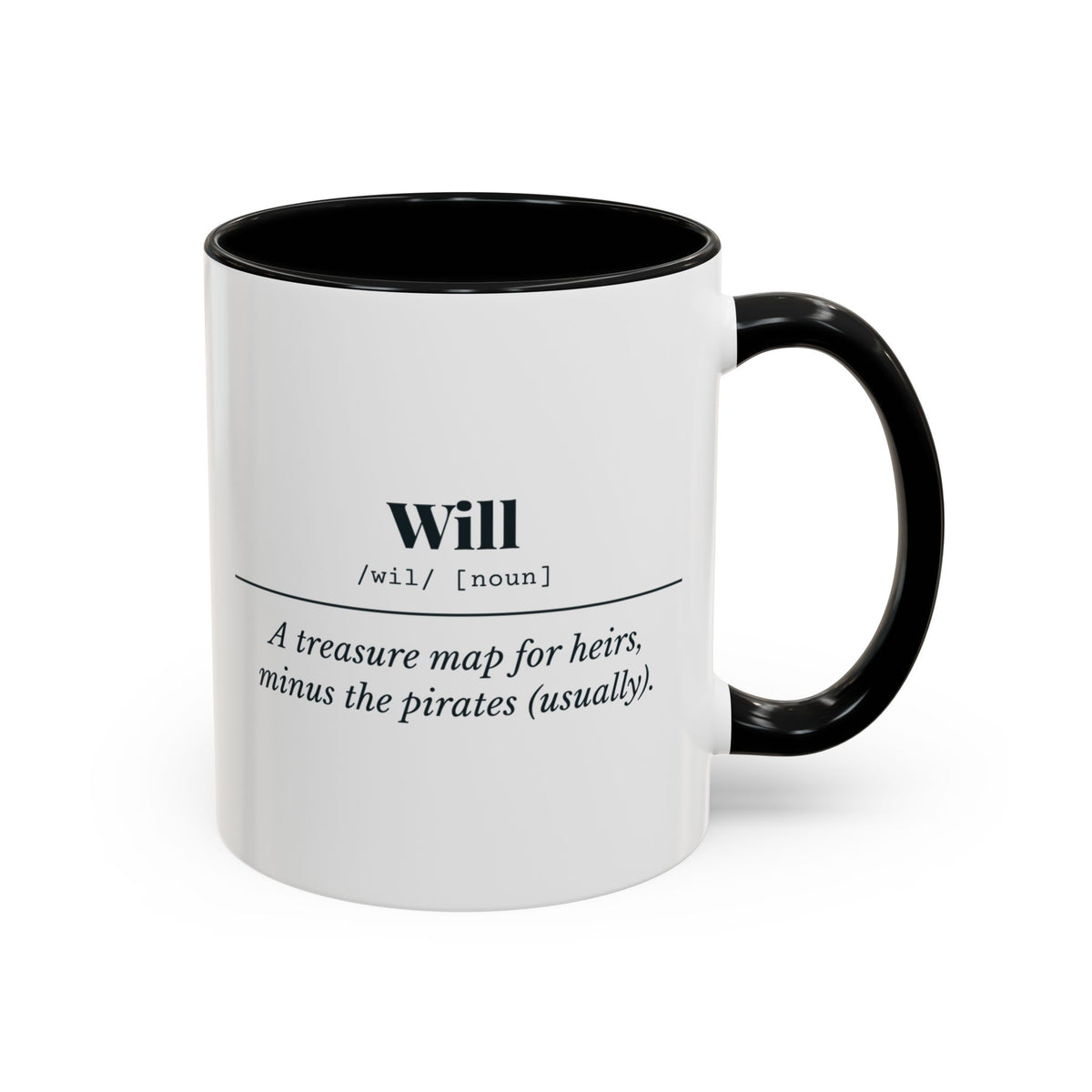 Will Definition “Treasure Map” Mug – Black handle and inside, 11 oz