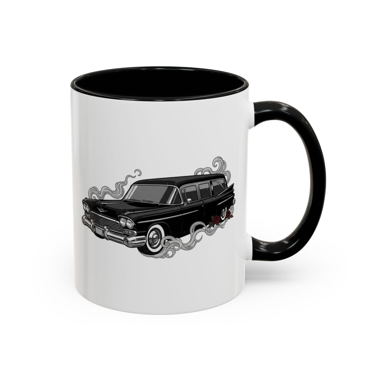 Hearse Mug – Black handle and inside, 11 oz
