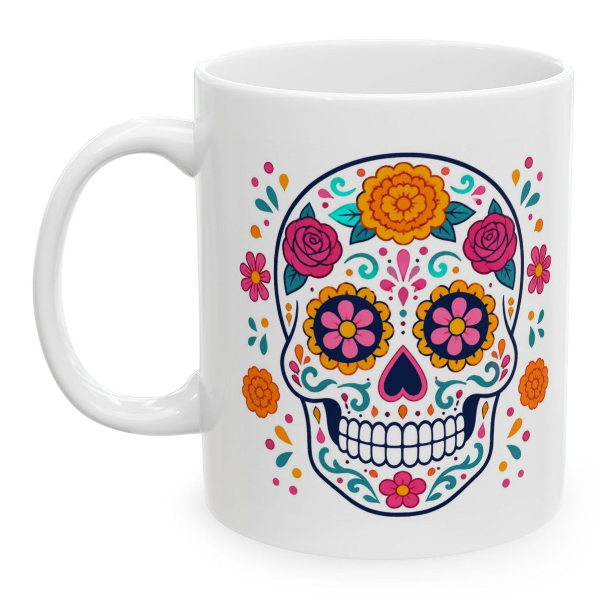Day of the Dead Sugar Skull Mug, 11 oz, printed on both sides