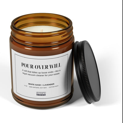 Pour-Over Will candle with the lid off