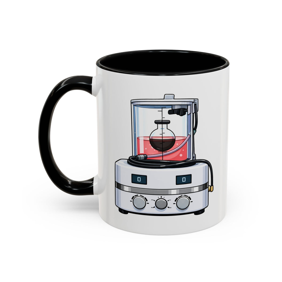 Modern Embalming Machine Mug – Black handle and inside, 11 oz, other side