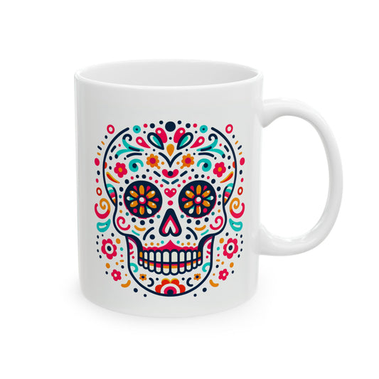 Day of the Dead Flower Pattern Coffee Mug