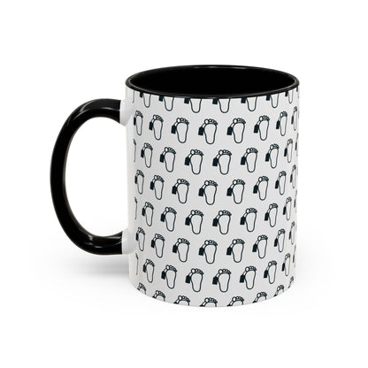 Toe Tag Pattern Mug (Black & White) – Black handle and inside, 11 oz, other side