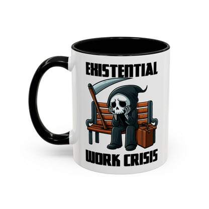 Existential Work Crisis Grim Reaper Mug – Black handle and inside, 11 oz, other side
