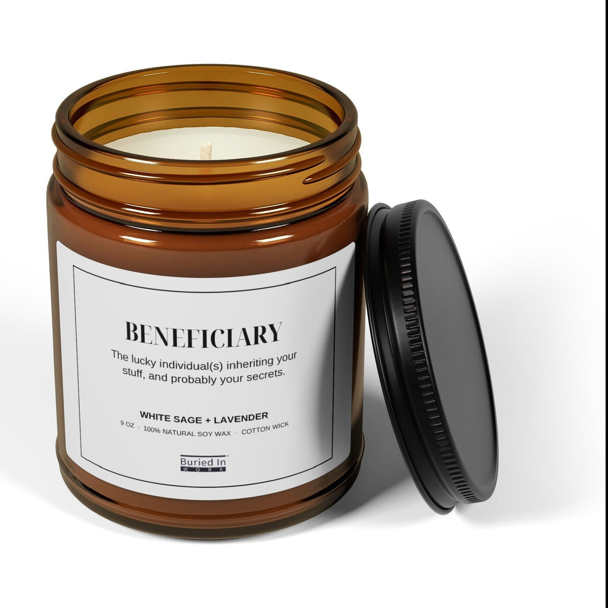Beneficiary candle with the lid off