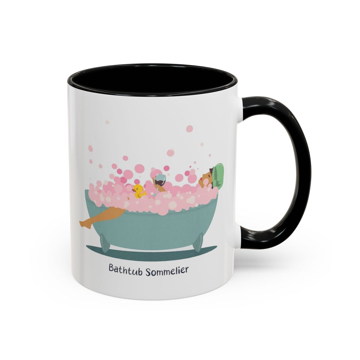 Bathtub Sommelier Mug – Black handle and inside, 11 oz