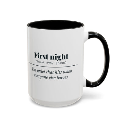 First Night Definition Mug – Black handle and inside, 15 oz
