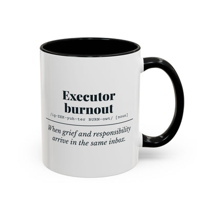 Executor Burnout Definition Mug – Black handle and inside, 11 oz