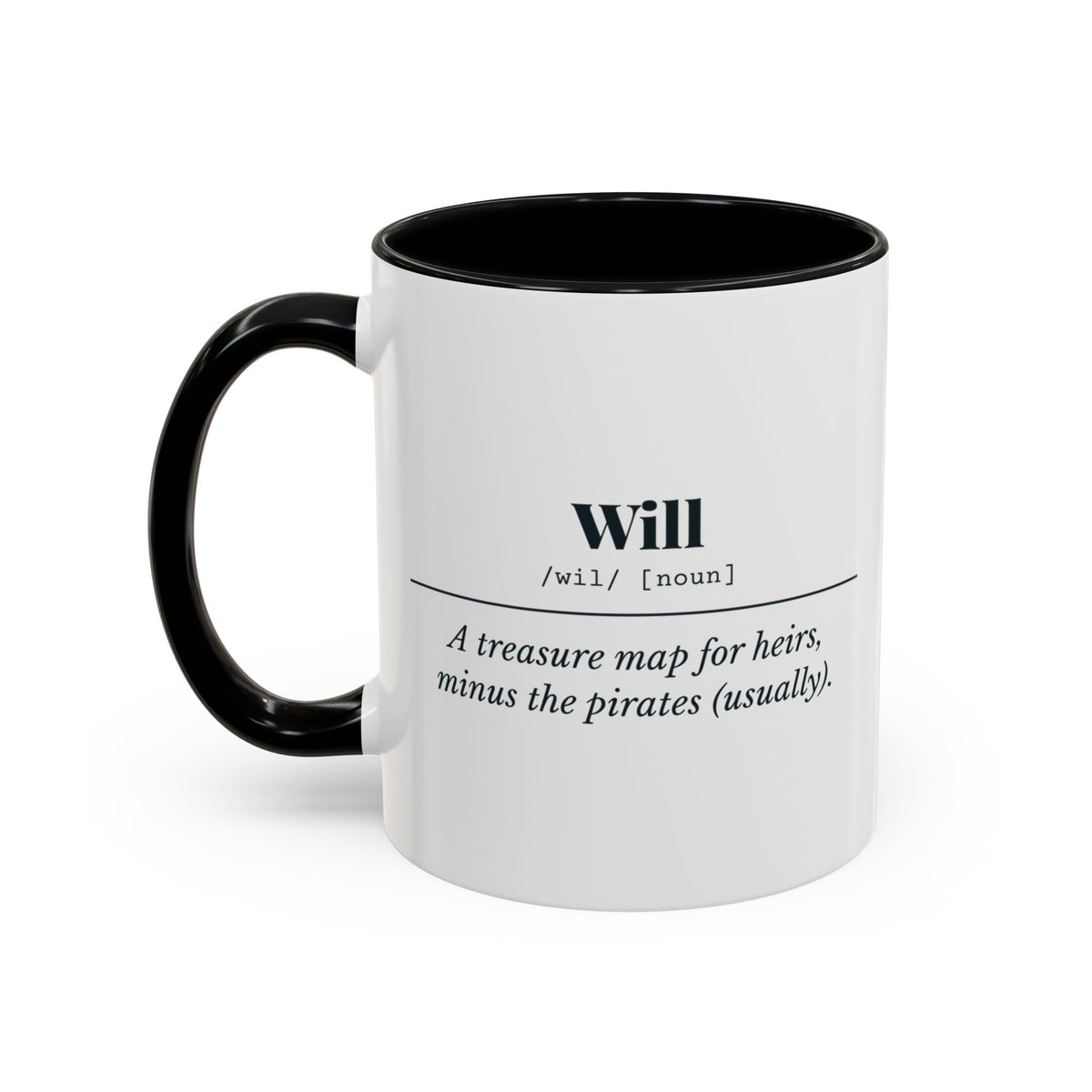 Will Definition “Treasure Map” Mug – Black handle and inside, 11 oz, other side