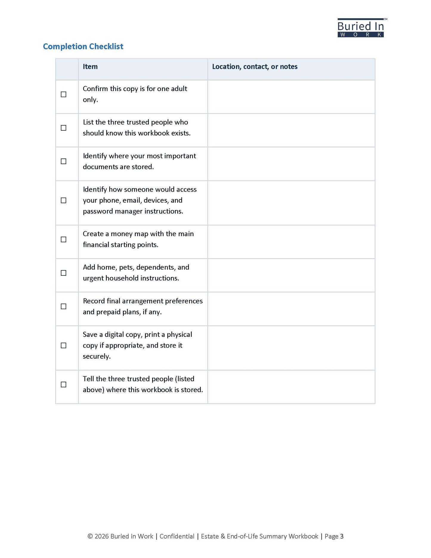 Estate & End-of-Life Summary Workbook