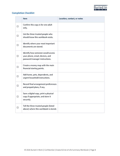 Estate & End-of-Life Summary Workbook
