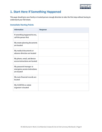 Estate & End-of-Life Summary Workbook
