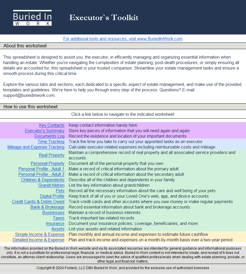 Executor's Toolkit – Buried in Work
