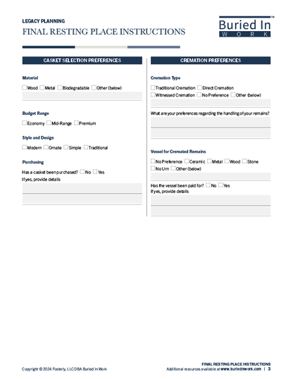 Final Resting Place Instructions