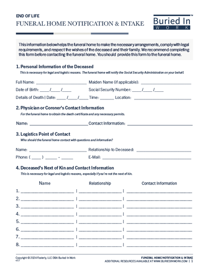 Funeral Intake & Notification Form