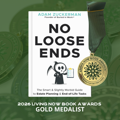 No Loose Ends book cover beside the 2026 Living Now Book Awards Gold Medal