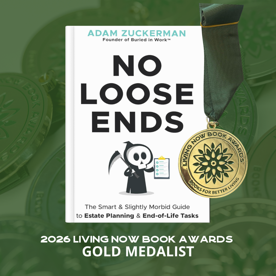 No Loose Ends book cover beside the 2026 Living Now Book Awards Gold Medal