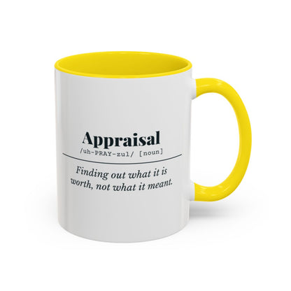 Appraisal Definition Mug – Yellow handle and inside, 11 oz