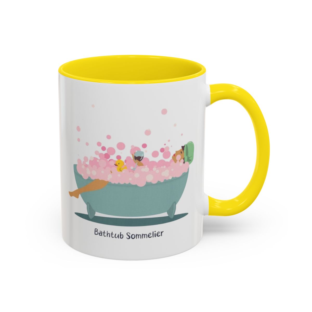Bathtub Sommelier Mug – Yellow handle and inside, 11 oz