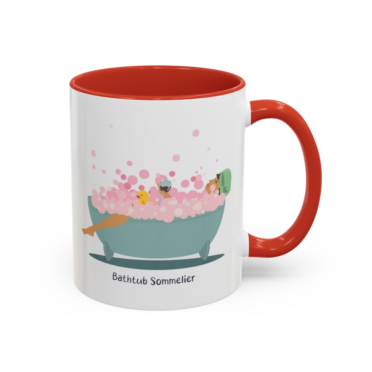 Bathtub Sommelier Mug – Red handle and inside, 11 oz
