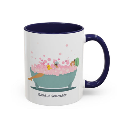Bathtub Sommelier Mug – Navy handle and inside, 11 oz