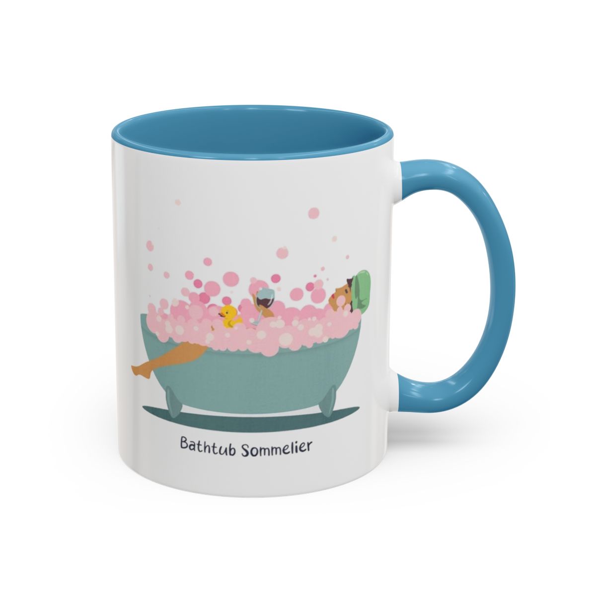 Bathtub Sommelier Mug – Light Blue handle and inside, 11 oz