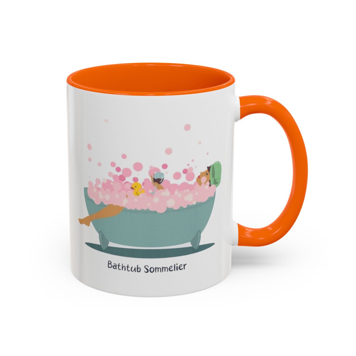 Bathtub Sommelier Mug – Orange handle and inside, 11 oz