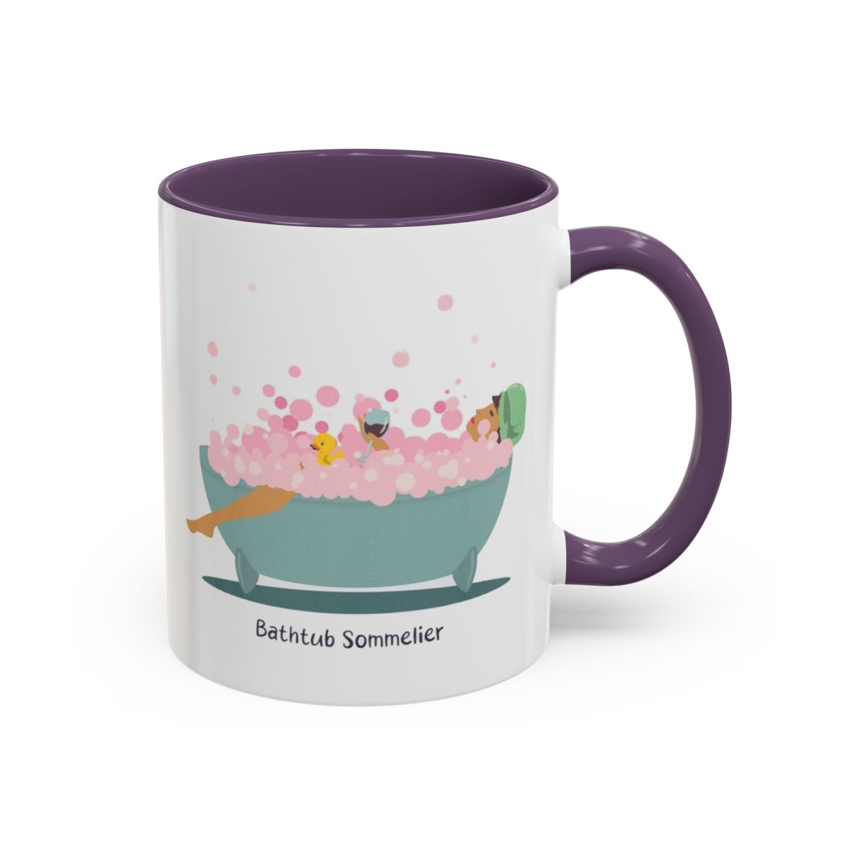 Bathtub Sommelier Mug – Purple handle and inside, 11 oz