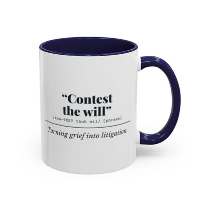 Contest the Will Mug – Navy handle and inside, 11 oz