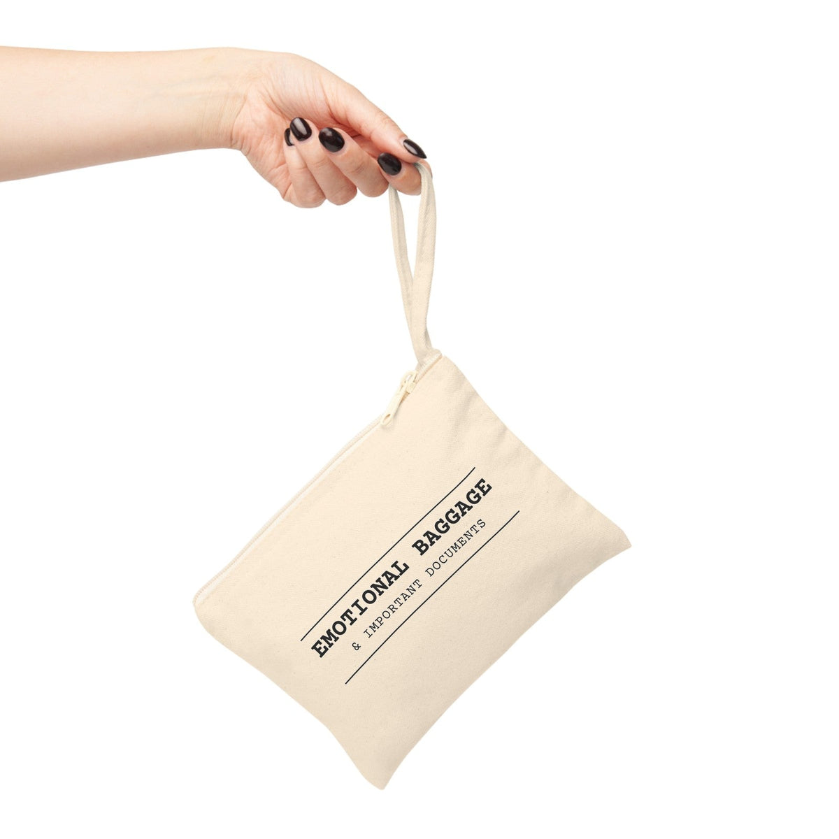 The pouch carried by its wrist strap