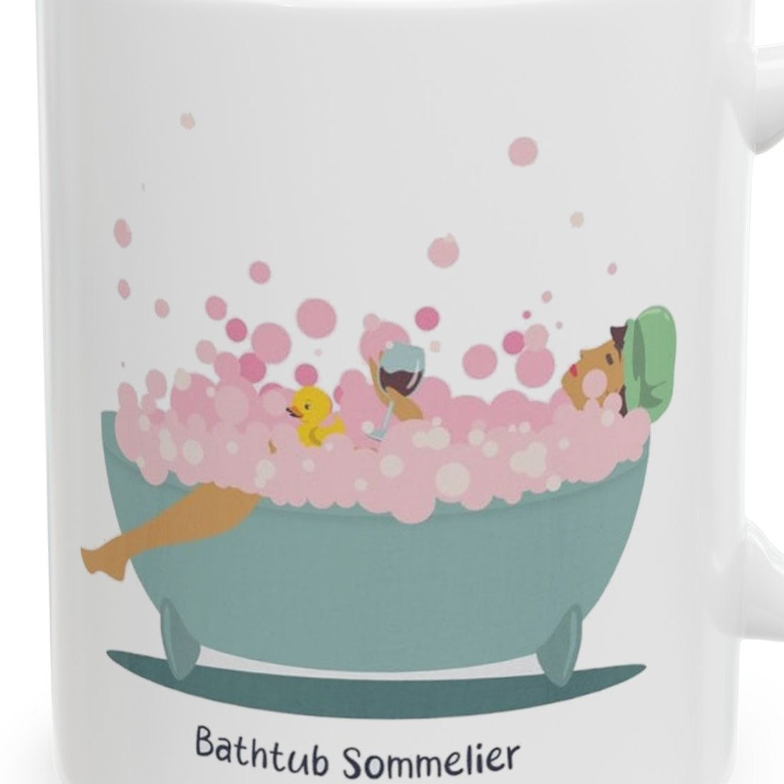 Close-up of the Bathtub Sommelier Mug design