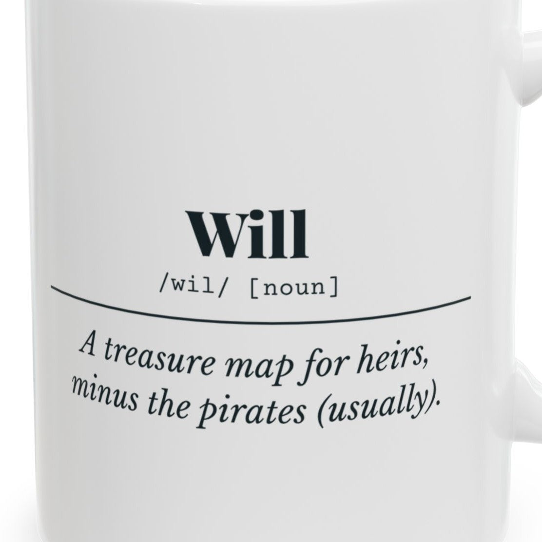 Close-up of the Will Definition “Treasure Map” Mug design