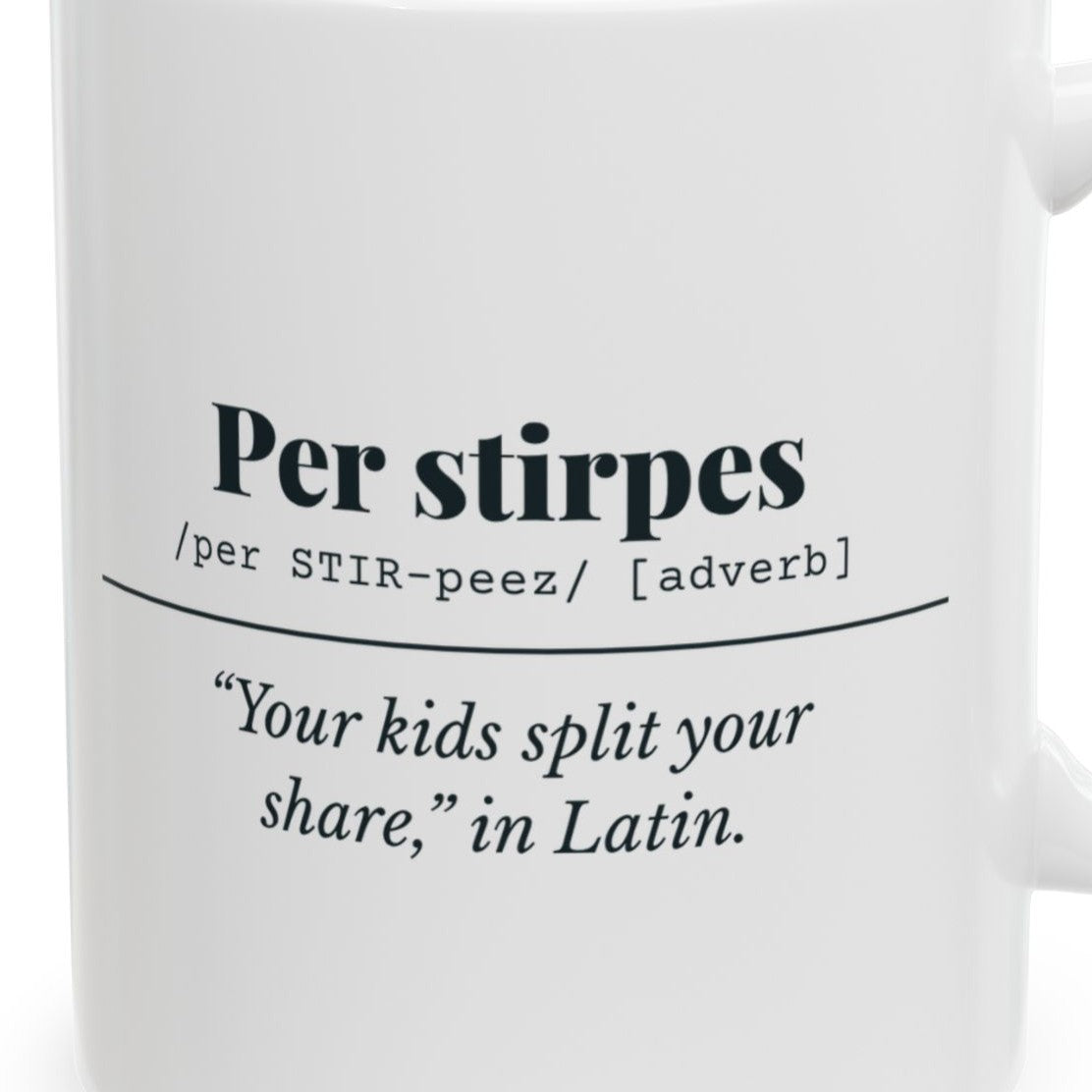 Close-up of the Per Stirpes Definition Mug design